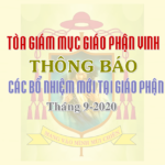 TGM Giáo phận Vinh: Thông báo các bổ nhiệm mới tại Giáo phận Vinh, 9/2020