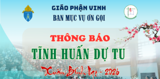 Ban Mục vụ Ơn gọi GP. Vinh: Thông báo về việc tĩnh huấn cho các em dự tu dịp Xuân Bính Ngọ